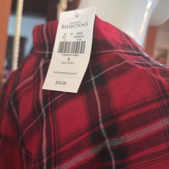 NWT northern reflections size small longer style Plaid Button-Up Women's Top - Picture 5 of 5